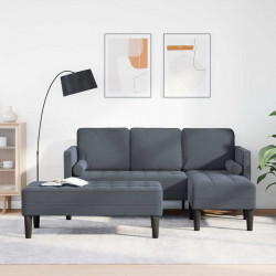 Zestaw Sof z poduszką 2 pcs Ciemnoszary Poliester