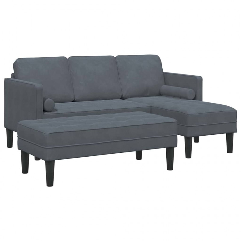 Zestaw Sof z poduszką 2 pcs Ciemnoszary Poliester