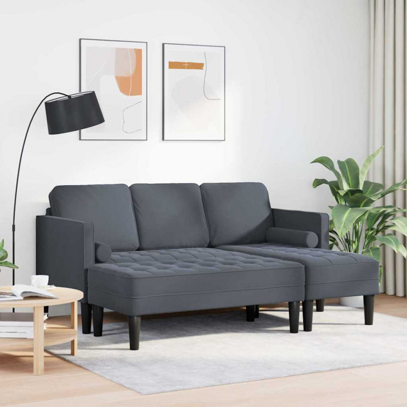 Zestaw Sof z poduszką 2 pcs Ciemnoszary Poliester