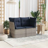 Sofa Ogrodowa, z poduszką Szary 124 x 62 x 69 cm polirattan