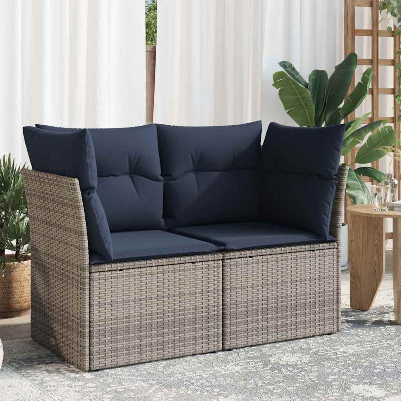 Sofa Ogrodowa, z poduszką Szary 124 x 62 x 69 cm polirattan