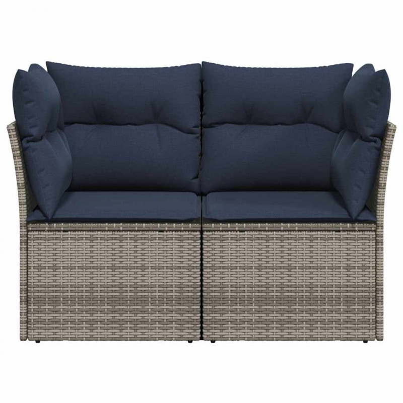 Sofa Ogrodowa, z poduszką Szary 124 x 62 x 69 cm polirattan