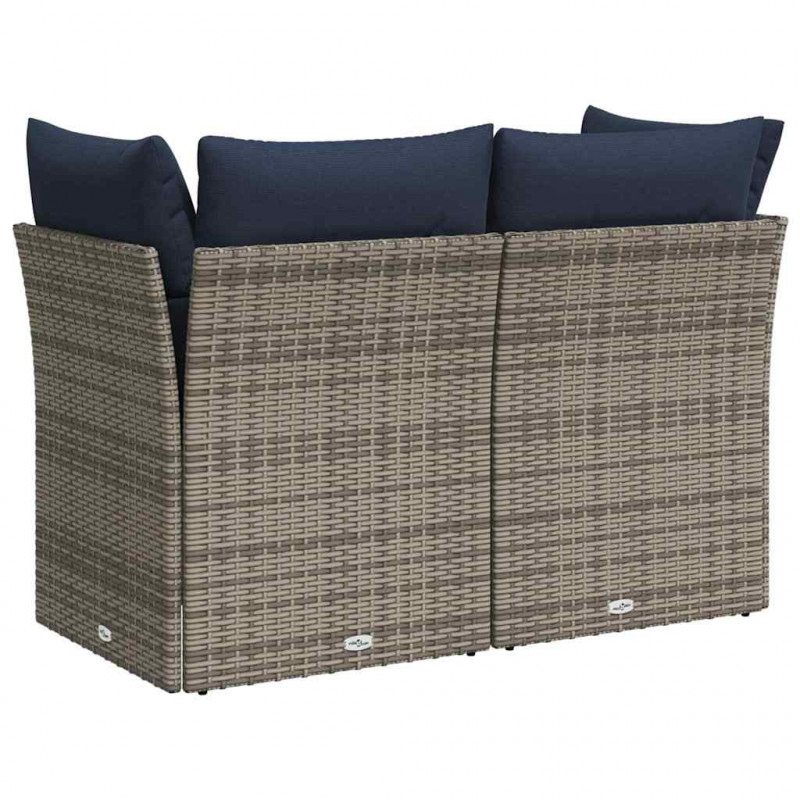 Sofa Ogrodowa, z poduszką Szary 124 x 62 x 69 cm polirattan