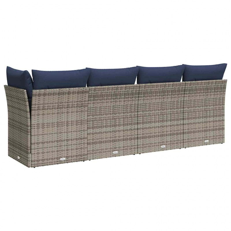 Sofa ogrodowa z poduszkami, 4-osobowa, szara, polirattan