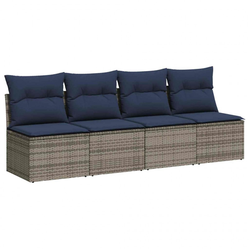 Sofa Ogrodowa, z poduszką Szary 220 x 62 x 69cm polirattan