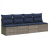 Sofa Ogrodowa, z poduszką Szary 220 x 62 x 69cm polirattan
