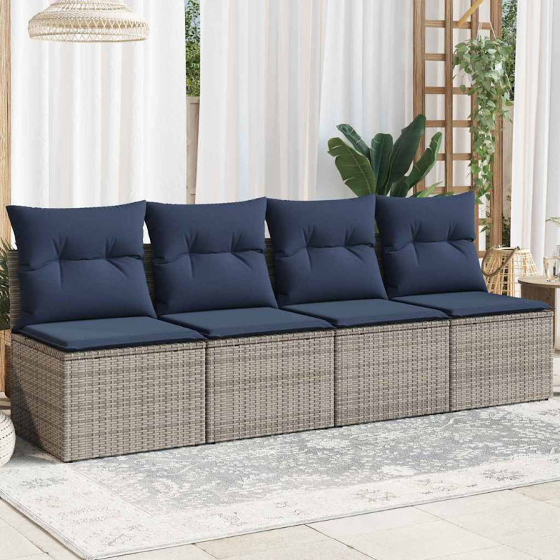Sofa Ogrodowa, z poduszką Szary 220 x 62 x 69cm polirattan
