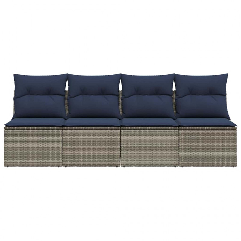Sofa Ogrodowa, z poduszką Szary 220 x 62 x 69cm polirattan