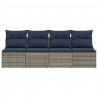 Sofa Ogrodowa, z poduszką Szary 220 x 62 x 69cm polirattan