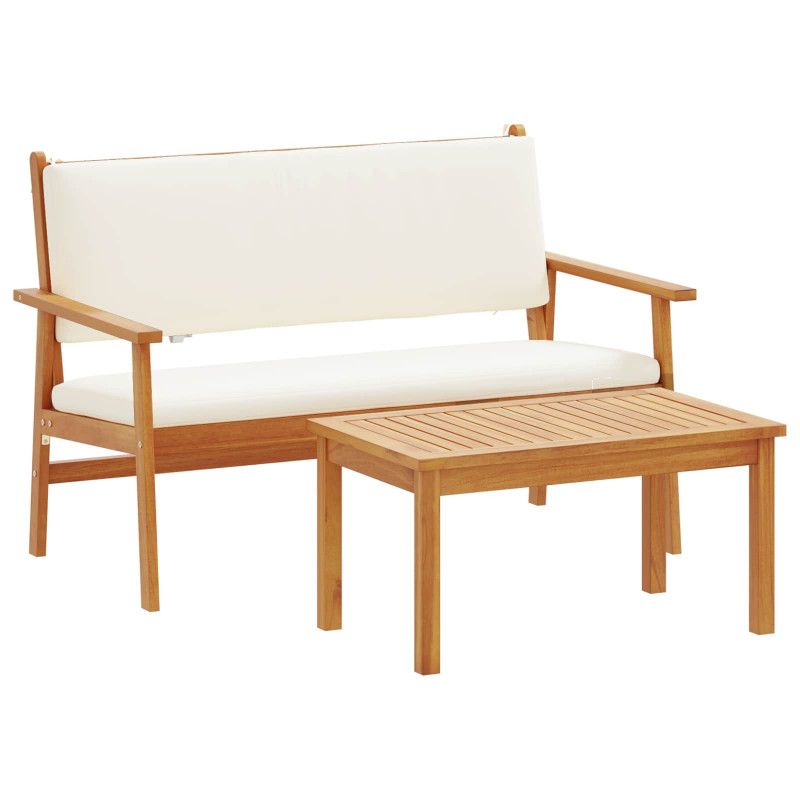 Zestaw Sof na Ogród 2 pcs Kremowa biel Lite Drewno Akacji