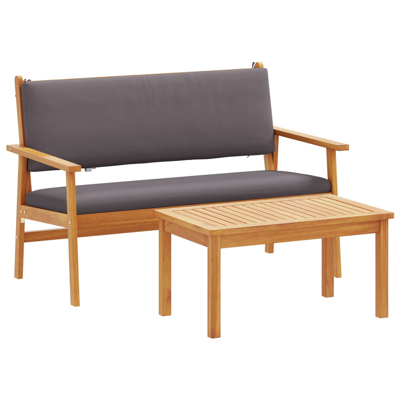 Zestaw Sof na Ogród 2 pcs Antracyt Lite Drewno Akacji