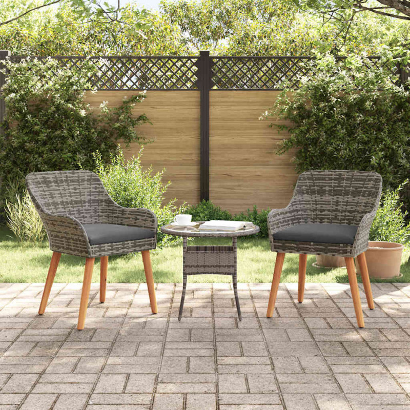 Krzesło Ogrodowe 2 pcs Szary 62,5 x 55 x 82 cm polirattan