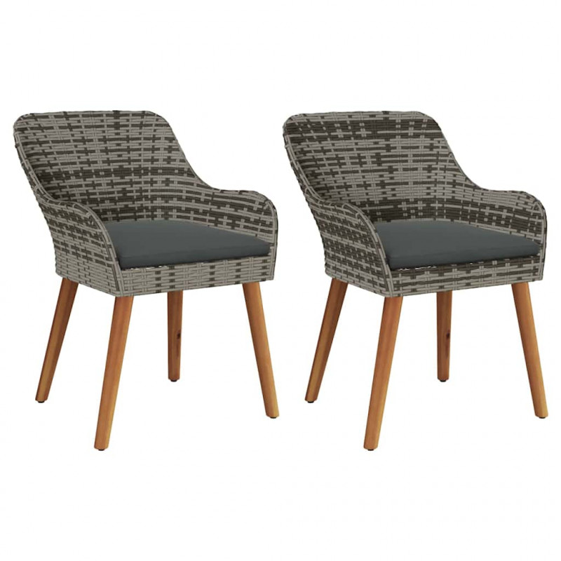 Krzesło Ogrodowe 2 pcs Szary 62,5 x 55 x 82 cm polirattan