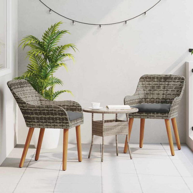Krzesło Ogrodowe 2 pcs Szary 62,5 x 55 x 82 cm polirattan