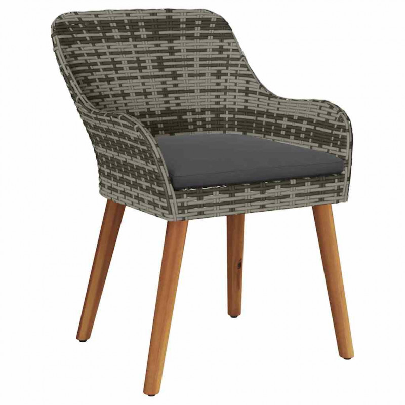 Krzesło Ogrodowe 2 pcs Szary 62,5 x 55 x 82 cm polirattan