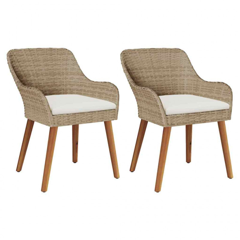 Krzesło Ogrodowe 2 pcs Beżowy 62,5 x 55 x 82 cm polirattan