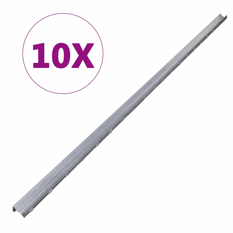 Słupek ogrodzeniowy. 10 pcs Srebrny 200 cm Stal