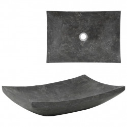 Umywalka, 50 x 35 x 12 cm, marmurowa, czarna