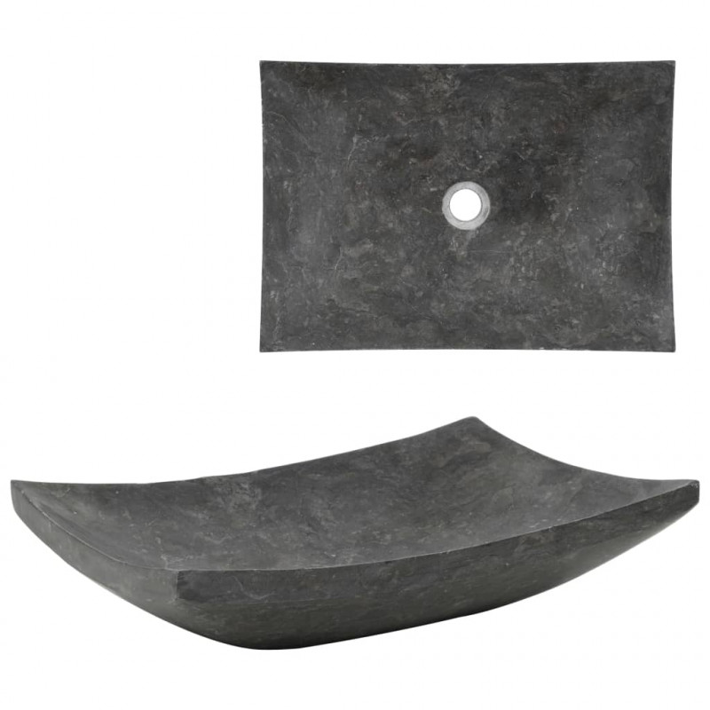 Umywalka, 50 x 35 x 12 cm, marmurowa, czarna