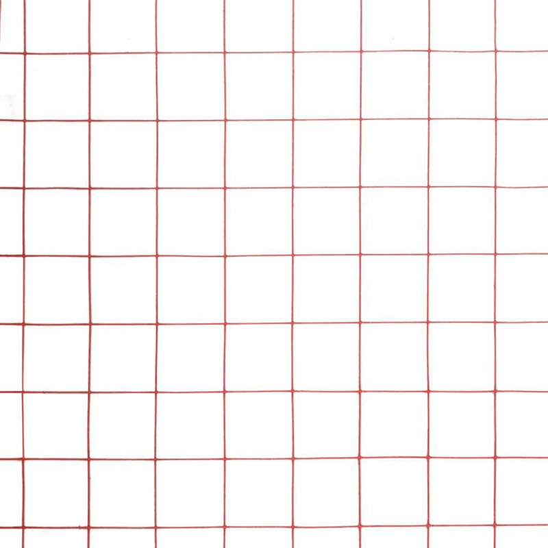 Ogrodzenie z siatki, stal i PVC, 25x1 m, czerwone