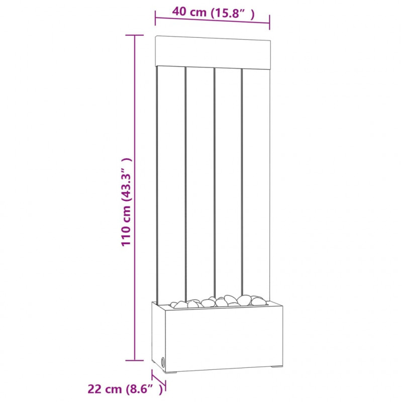 Lampa wodna z LED RGB, stal nierdzewna i akryl, 110 cm