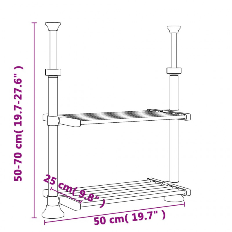 Regał do kuchni, 50x25x(50-70)cm, aluminium