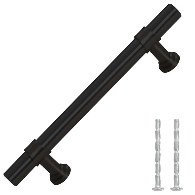 Uchwyty do szafek, 10 szt., czarne, 96 mm, stal nierdzewna