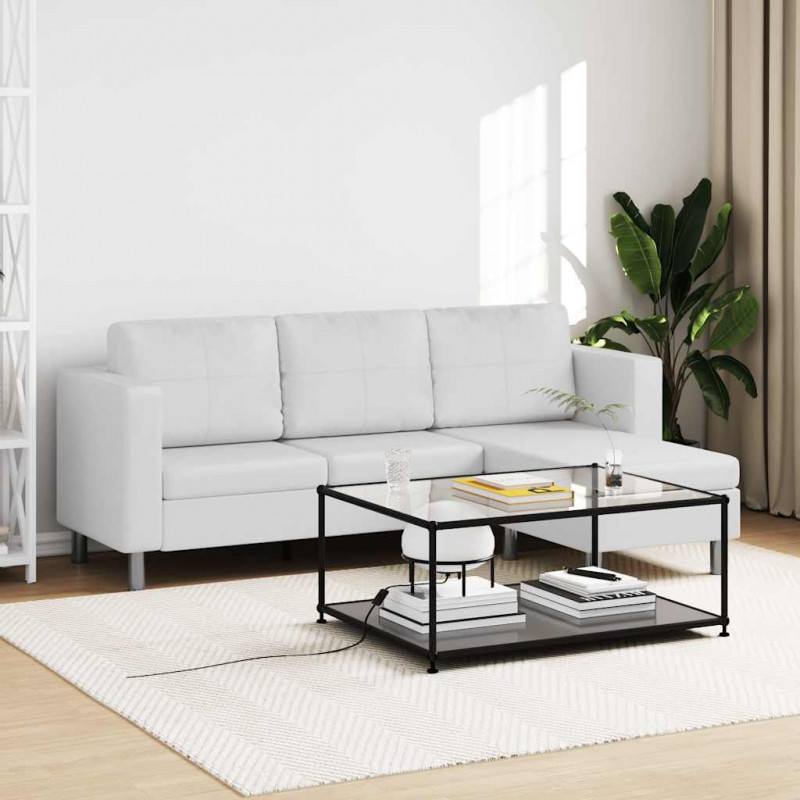 Sofa 3-osobowa, skóra syntetyczna, biała
