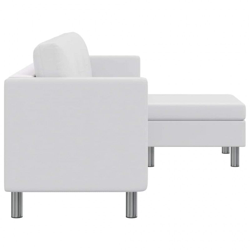 Sofa 3-osobowa, skóra syntetyczna, biała