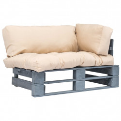 Sofa ogrodowa z palet z piaskowymi poduszkami, sosna