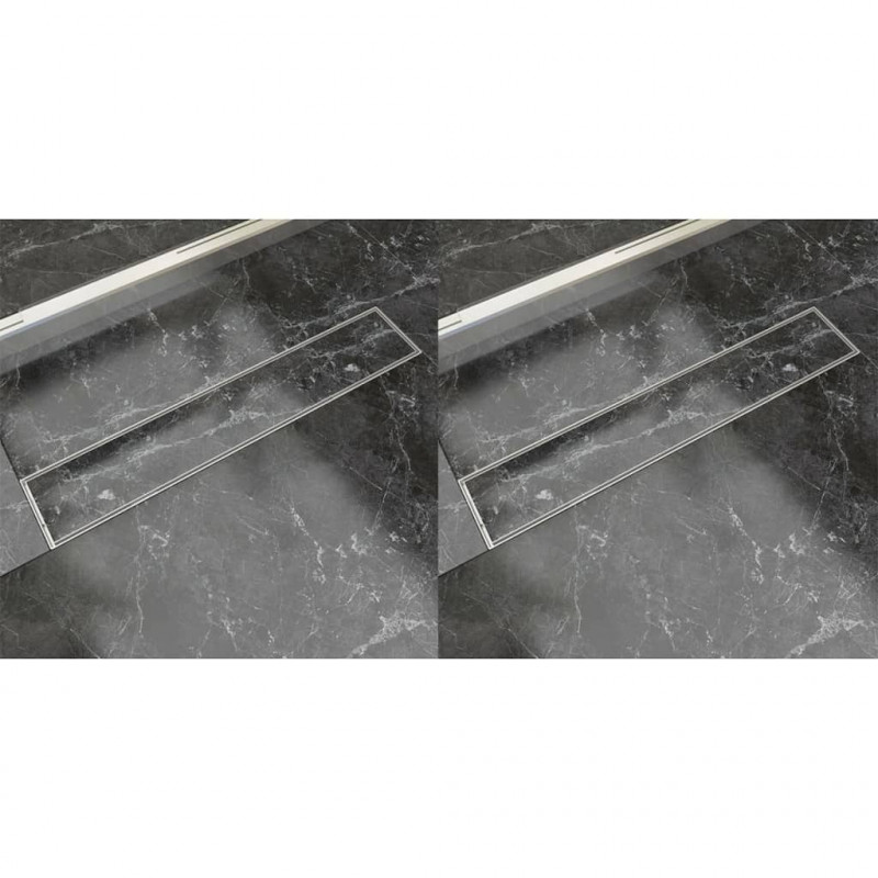 Odpływ prysznicowy liniowy, stal nierdzewna, 2 szt., 630x140 mm