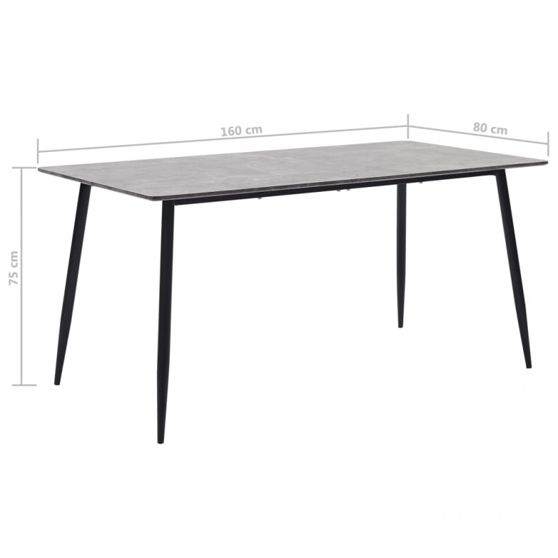 Stół jadalniany, szary, 160 x 80 x 75 cm, MDF