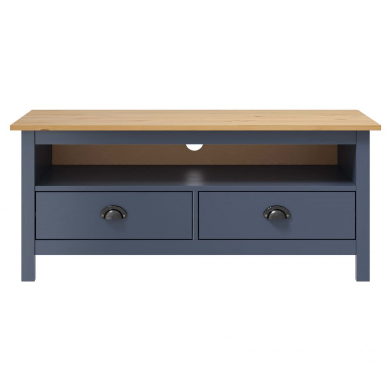 Szafka TV Hill, szara, 110x40x47 cm, lite drewno sosnowe
