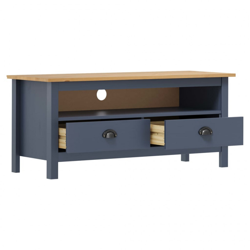 Szafka TV Hill, szara, 110x40x47 cm, lite drewno sosnowe