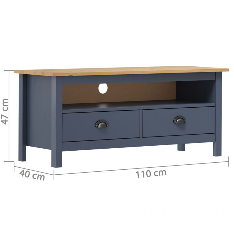 Szafka TV Hill, szara, 110x40x47 cm, lite drewno sosnowe