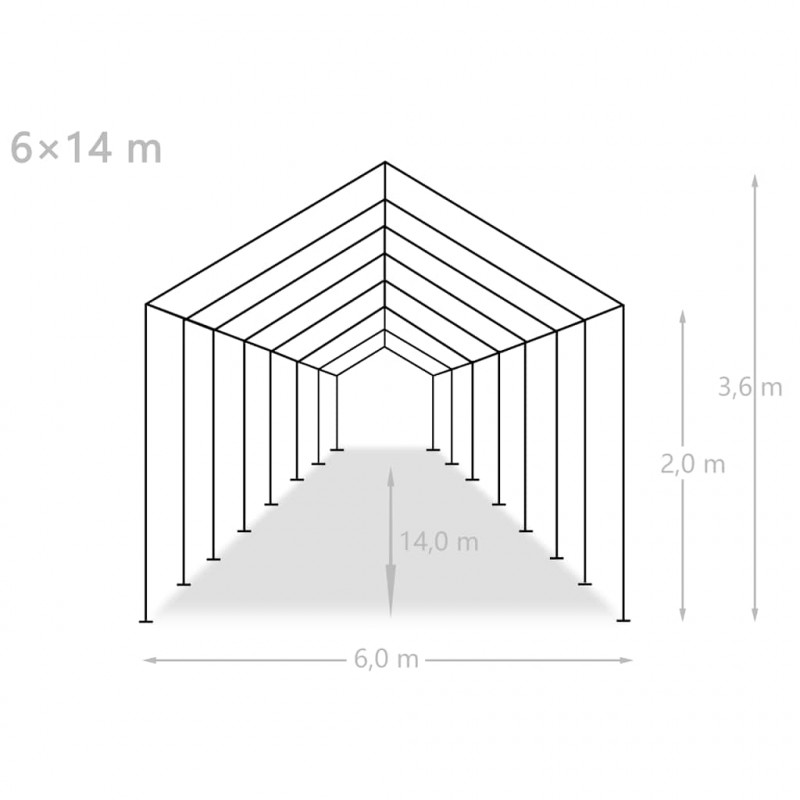 Namiot imprezowy z PE, 6 x 14 m, biały