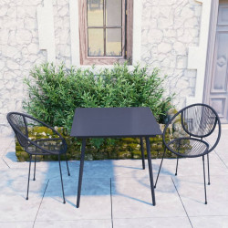 3-częściowy zestaw mebli ogrodowych, rattan PVC, czarny