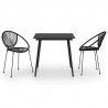 3-częściowy zestaw mebli ogrodowych, rattan PVC, czarny