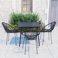 5-cz. zestaw mebli ogrodowych, rattan PVC, czarny
