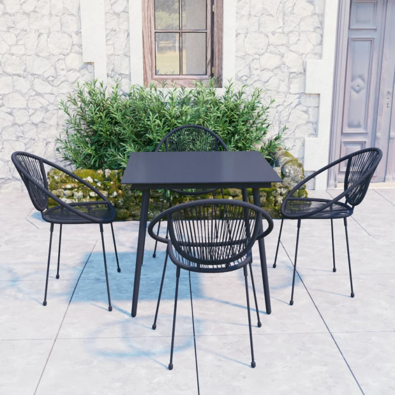 5-cz. zestaw mebli ogrodowych, rattan PVC, czarny
