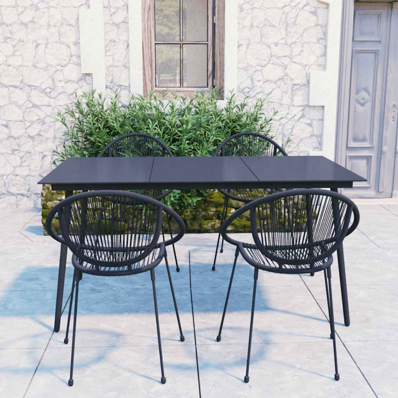 5-cz. zestaw mebli ogrodowych, rattan PVC, czarny