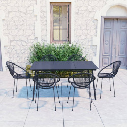7-cz. zestaw mebli ogrodowych, rattan PVC, czarny