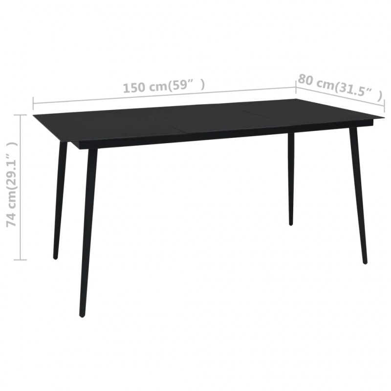 7-cz. zestaw mebli ogrodowych, rattan PVC, czarny