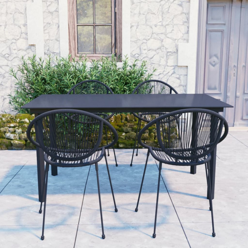 5-cz. zestaw mebli ogrodowych, rattan PVC, czarny