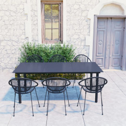 7-cz. zestaw mebli ogrodowych, rattan PVC, czarny