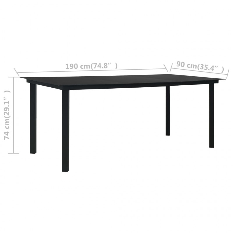 7-cz. zestaw mebli ogrodowych, rattan PVC, czarny