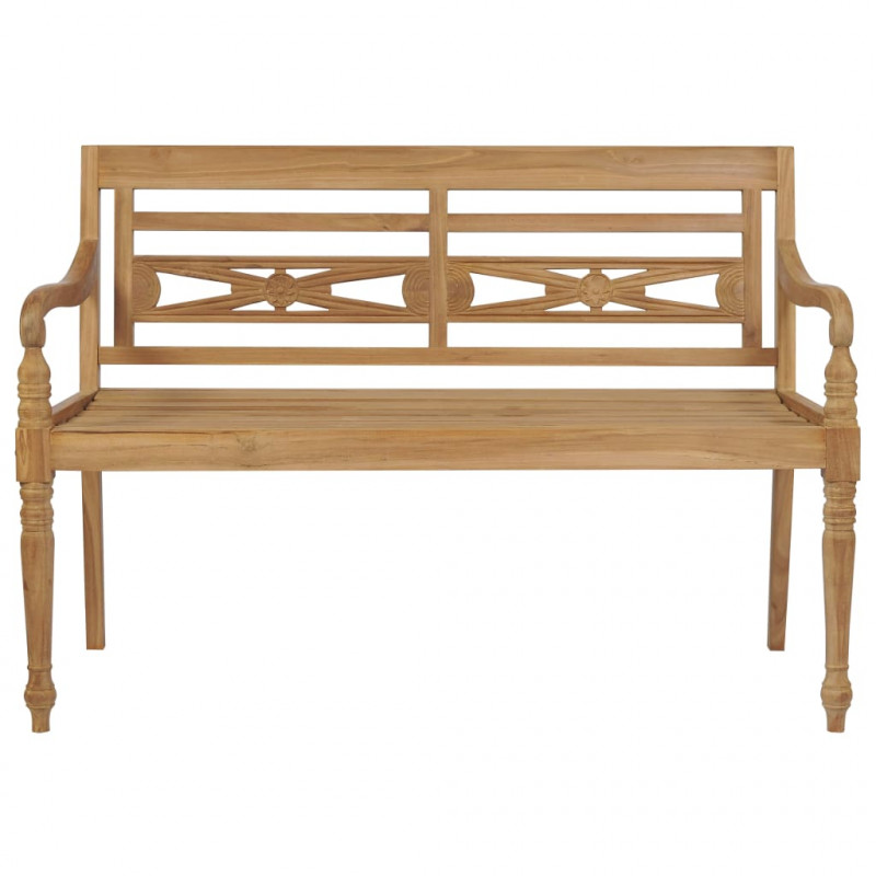 Ławka Batavia z poduszką w czerwoną kratę, 120 cm, lity tek