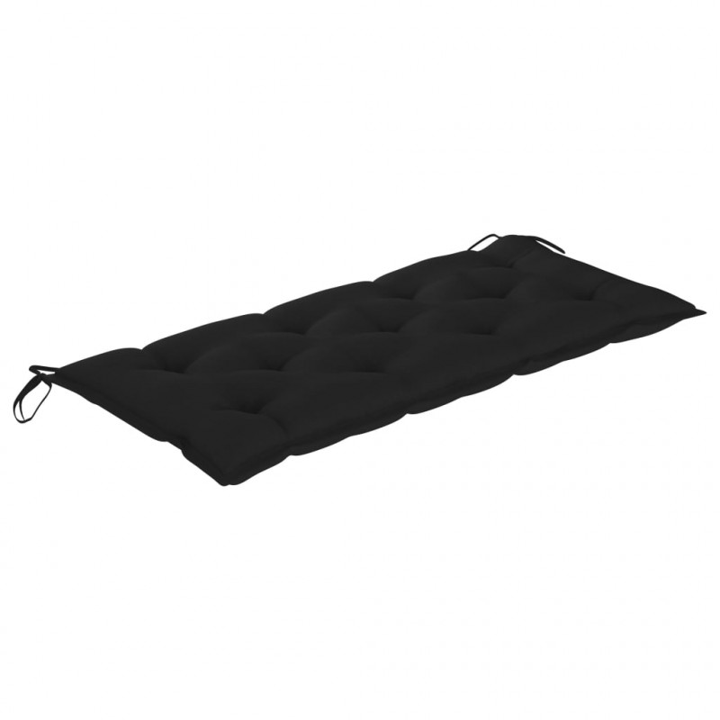 Ławka Batavia z czarną poduszką, 120 cm, lite drewno tekowe