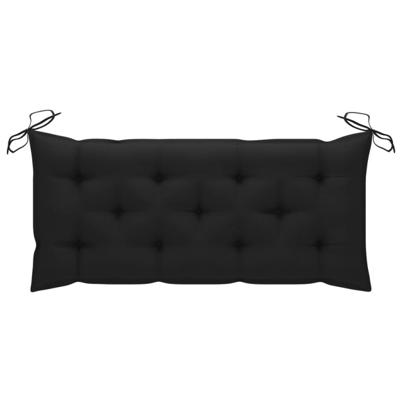 Ławka Batavia z czarną poduszką, 120 cm, lite drewno tekowe