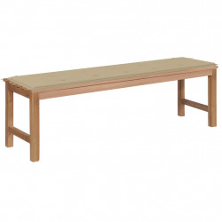 Ławka ogrodowa z beżową poduszką, 150 cm, lite drewno tekowe